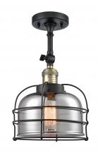 Innovations Lighting 201F-BAB-G73-CE-LED - Bell Cage - 1 Light - 9 inch - Black Antique Brass - Adjustable Semi-Flush Mount