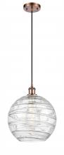 Innovations Lighting 516-1P-AC-G1213-12-LED - Athens Deco Swirl - 1 Light - 12 inch - Antique Copper - Cord hung - Mini Pendant