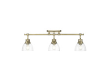 Golden 3602-3SF AB-CLR - Duncan 3-Light Semi-Flush - Track Light in Aged Brass with Clear Glass