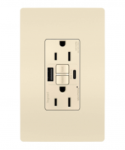 Legrand Radiant 1597TRUSBACLA - radiant Tamper-Resistant 15A Duplex Self-Test GFCI Receptacles wt SafeLock Protection, USB Type