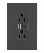 Legrand Radiant R26USBAC6G - radiant 15A Tamper-Resistant Ultra-Fast USB Type A/C Outlet, Graphite