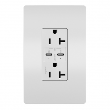 Legrand Radiant TR20USBPDW - radiant 20A Tamper Resistant Ultra Fast PLUS Power Delivery USB Type C/C Outlet, White