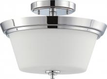 Nuvo 60/4087 - Bento - 3 Light Semi Flush with Satin White Glass - Polished Chrome Finish