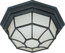 Nuvo 60/580 - 1-Light Spider Cage Ceiling Light Fixture in Texture Black Finish with Glass Lens and (1) 13W GU24