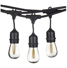 HOMEnhancements 70097 - Vivio- Soli String Lights (48 Ft/ 15 Sockets)- Black Finish- 17 Bulbs Included